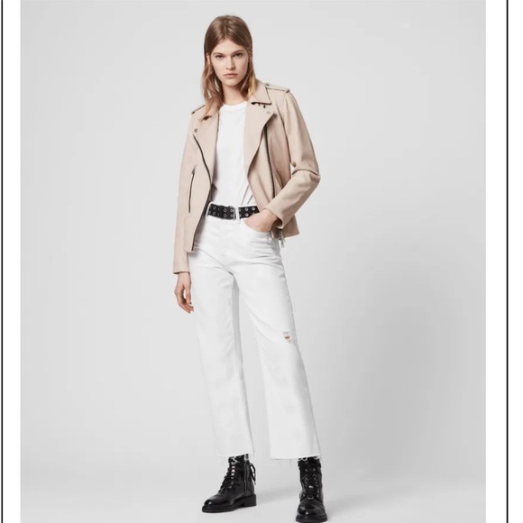 All saints blush pink leather Elva jacket - Picture 3 of 12